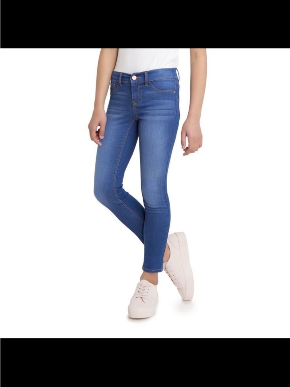 2/$15! Jordache Girls Regular Fit Blue Denim Stretch Skinny Jeggings 8 Medium